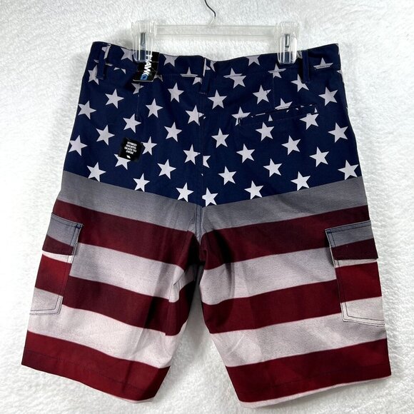 Hawk NWT Mens 36 American Flag Hybrid Skate To Swim Shorts Skater Swimwear Beach - Picture 4 of 7